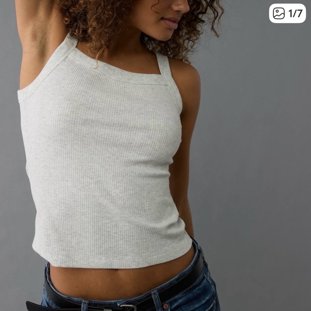 American Eagle Outfitters Light Beige/CreamRibbed Tank Top